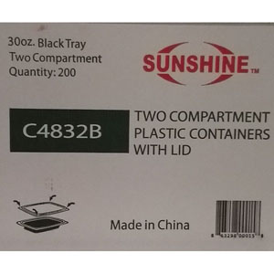 (C4832B) 32oz 2-Comp Plastic CTN W/Lid (18x15x13)
