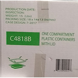 (C4818B) 24oz 1-Comp Plastic CTN W/Lid (18x14x13)